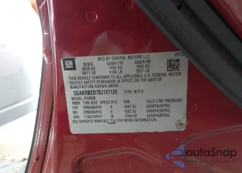 2011 Buick Enclave 1Xl from USA, damaged, VIN 5GAKRBED7BJ137120